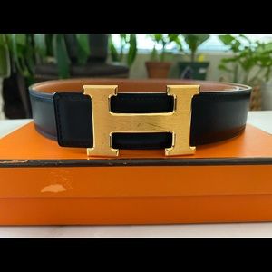AUTH Reversible 32mm Belt sz 65 + Buckle | Hermès